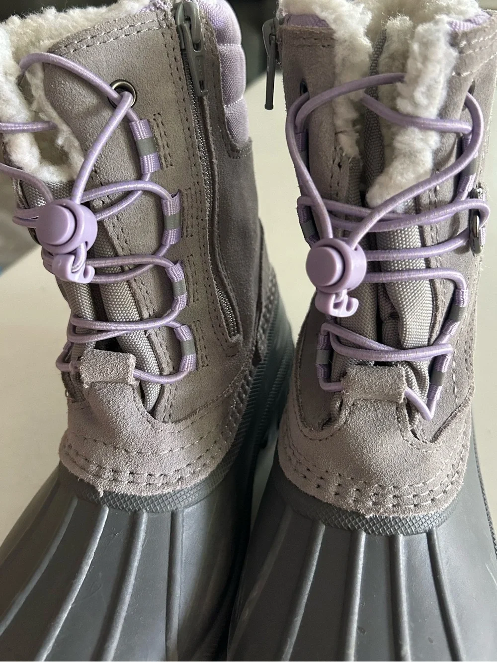Lands' End Winter Snow Boots in Gray and Lavender | 12 girls